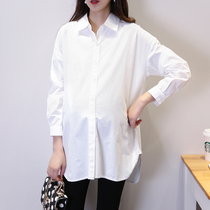 2021 new maternity shirt spring Korean version loose large size maternity top business wear long-sleeved maternity shirt