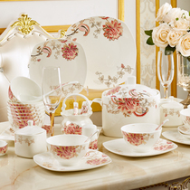 Porcelain tableware set dishes Home Nordic dishes and dishes combination set Jingdezhen 60 high-end gifts