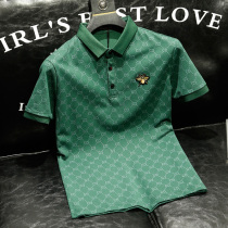European Station short sleeve T-shirt mens Tide brand embroidery print lapel collar polo shirt mens slim body shirt 2021 New T