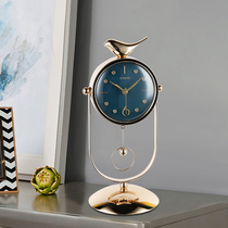 Nordic light luxury clock living room home fashion creative bedside desktop decoration clock ornaments desktop silent clock