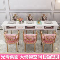 New nail table and chair set single double three special economy Net red paint nail shop nail table glass