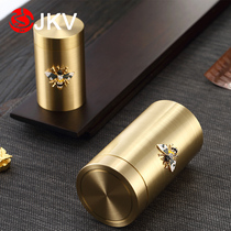 Pure copper inlaid silver tea pot bee sealed can small tea storage copper tea bin portable mini travel tea box