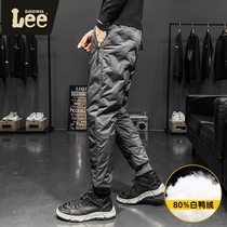GOOMIL LEE WINTER DOWN PANTS MENS trend loose straight plus size thick outer wear white duck down sports pants