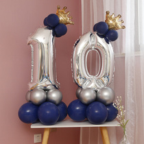 Big digital balloon column boy birthday party decoration girl children scene arrangement balloon background wall dress