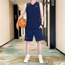 球衣篮球男夏季冰丝速干无袖T恤球服跑步运动健身晨跑篮球服套装