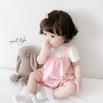 Summer girl baby baby baby baby baby baby pack clothes baby cute pink princess conjunction clothes thin hackclothes
