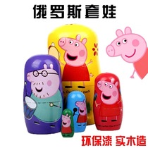 Childrens puzzle cartoon wooden Matryoshka toy 5 layers original childrens gift festival gift 100
