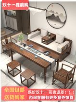 Wujinmu Arhat bed solid wood new Chinese sofa ash wood small apartment modern light luxury push-pull tea table and chair combination