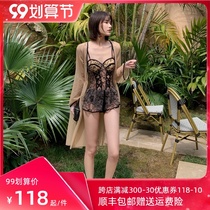 Swimsuit Women summer cover belly thin 2021 new sexy fairy air sunscreen long sleeve shirt lace dress style one-piece swimsuit