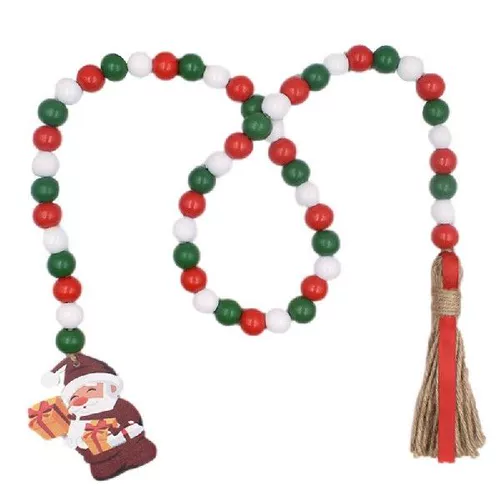 Рождественская кисточка гирлянда красочные деревянные бусинки гирлянды с