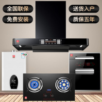 Japan Cherry Blossom Range Hood Gas Range Set Home European Top Smoke Range Set Smoke Range Combination