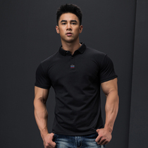 Iron Wolf Movement Muscle Sashimi Short Sleeve Polo Shirt Collar T-shirt Mens Fitness Clothes Training Compassionate Clothes Summer