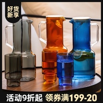 Nordic style creative cold water kettle High temperature glass cup set Household Japanese large capacity cold plain water bottle