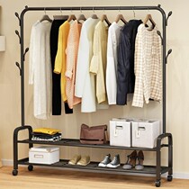 Clothes rack Stainless steel floor folding single rod clothes rack Balcony indoor hanging clothes quilt telescopic drying rack
