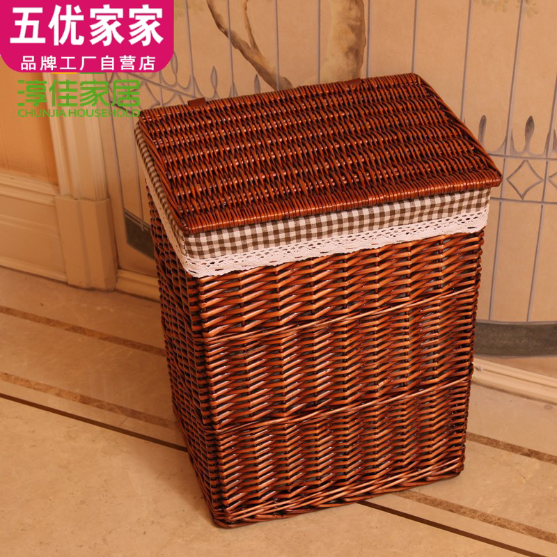 Large rattan blue Teng basket willow finishing box dirty clothes basket bamboo basket rattan basket bamboo basket collection box has a cloth