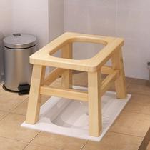 Elderly solid wood toilet toilet removable toilet squat stool Pregnant women and children rural household reinforced stool