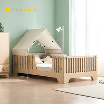 Korean solid wood children bed boy single bed girl princess bed simple modern with guardrail children splicing bed