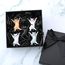 Bracket cat gift box creative gift box set empty box Black Box Three-dimensional square small gift box Enchanting cat matching