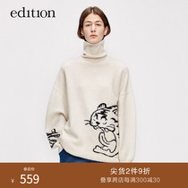 edition jacquard turtleneck sweater womens winter long sleeve pullover Oriental pattern Australian wool top moco