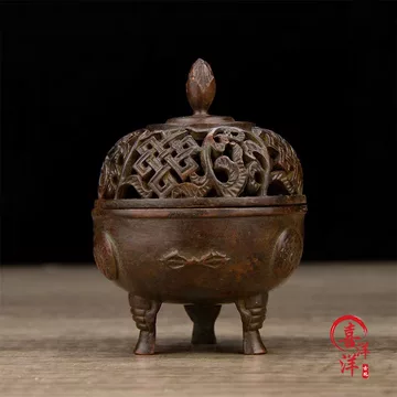 古玩古品模古銅器宣字香炉純銅復古黄銅小置物 純銅宣德爐，百分之百黃