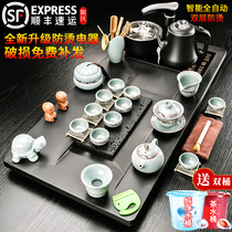 Purple Sand Kung Fu tea set Household living room automatic double-layer anti-scalding electrical appliances integrated solid wood tea tray tea table