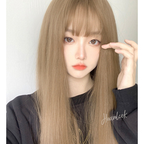 Han cocoa wig female long straight hair net red jk natural bangs cute Lolita lifelike scalp daily full head cover