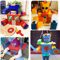Children hand-made carton robot clothes creative Diy assembly coloring paper shell toy stage props