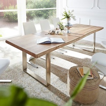 Solid wood desk Workbench iron industrial desk computer desk writing desk simple natural side large board table