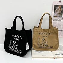 Canvas bag handcuff for cute cartoon to work mommy hand trumpet and fashion commuter lunch bag