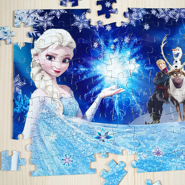冰雪奇缘拼图100片幼儿童3到6岁以上4小女孩平图爱莎公主益智玩具