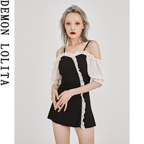 Swimsuit female summer cover belly thin seaside conservative black one-piece dress small chest sexy cover Meat Cute girl swimsuit