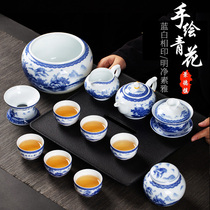 Jingdezhen ceramic handmade kung fu blue and white porcelain Chinese style tea set set set set of household tea ceremony Tea Tea Cup