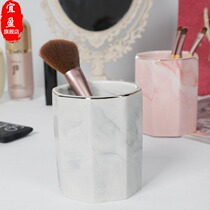 Marbled Nordic ins cosmetic brush tube ceramic eyebrow pencil beauty comb cosmetics storage barrel fashion Pen Holder