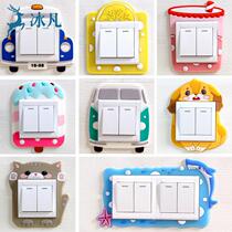 Double switch protective sheath Nightlight Switch Patch Wall Patch Living-room Border Home Lamp Socket panel Decoration Brief Hyundai