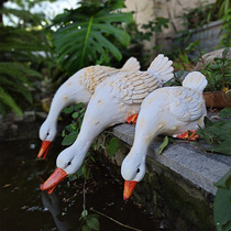 Outdoor simulation animal cute drinking water duck ornaments courtyard garden pond fish pond water landscape decoration landscape layout