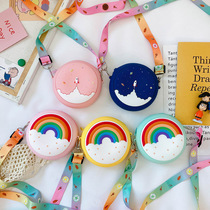  2021 new childrens small satchel cute rainbow coin purse for boys and girls one shoulder messenger