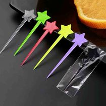 Disposable fork thickened star fruit needle milk tea opener plastic fruit fork individually packed fruit sticker snack insert