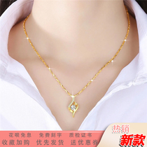 Lao Feng Xianghe 999 gold necklace female new 18K pure gold pendant color gold clavicle chain Tanabata Valentines Day gift