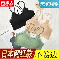Japanese beauty back underwear womens rimless sports vest bra gathered thin bandeau incognito student girl wrapped chest