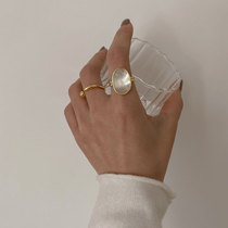 European and American S925 silver exaggerated ring female retro fashion fritillary colorful open ring temperament index finger ring trend