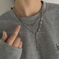 Korean geometric chain double necklace T-shirt chain temperament fashion personality hip hop sweater chain choker necklace female