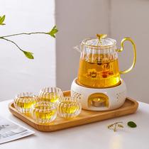Tea set Nordic style Japanese glass teapot Candle heating set Fruit tea stove Afternoon teapot Light luxury