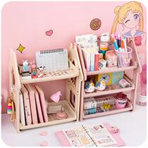 ins girl heart desktop shelf bookshelf Cosmetics dormitory artifact desk finishing sundries storage rack cute
