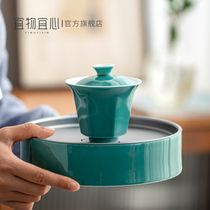 Dehua white porcelain cover bowl Single household thin tire teacup Three-year-old tea bowl with lid Ceramic Kung Fu tea set