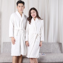  Autumn Winter Flannel Couple Section Sleeping Robes A Pair Of Men Lady White Bathrobe Coral Suede Long Sleeve Pyjamas