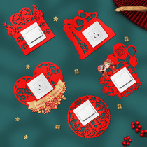 Wedding House Happy Words Switch To Decoration Wedding Celebration Socket Stickers Creative Internet Red Wedding New Room Bedroom Scene Arrangement