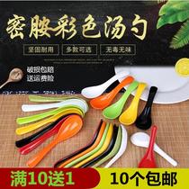 10 melamine spoons commercial small spoons colored with hook imitation porcelain long handle spoon ramen spicy soup spoon home spoon