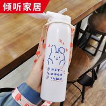 Thermos female Japanese portable cute high-value childrens water Cup students simple couple creative Cup