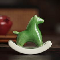 Creative ceramic rocking horse fun tea pet small ornaments tea space tea room tea table top decoration tea ceremony accessories decoration
