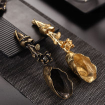 Non-craftsman pure copper tea is divided into teaspoon tea shovel creative lotus teaspoon Zen tea ceremony six gentlemen kung fu tea set accessories